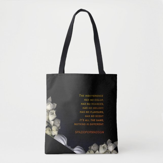 "White heart in black from moon" & Indifference Tote Bag (Front)