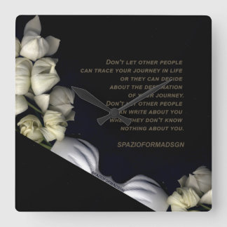 "White heart in black from moon" & Journey Square Wall Clock
