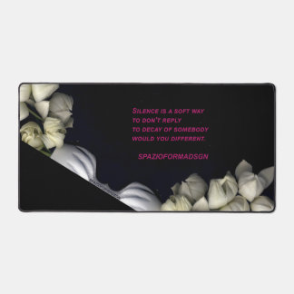 "White heart in black from moon" & Silence Desk Mat