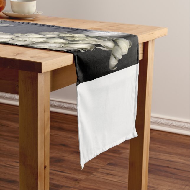 White heart in black long table runner (In Situ)