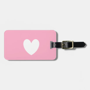 White Heart Luggage Tag w/ leather strap