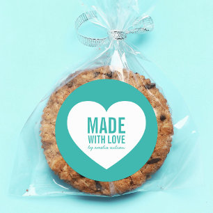 White Heart Made with Love Editable Colour Classic Round Sticker