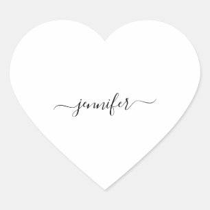 White Heart Minimalism Name Bridal Small Business Heart Sticker