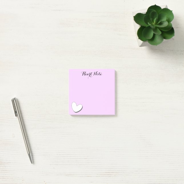 White Heart Notes on pink background (Office)