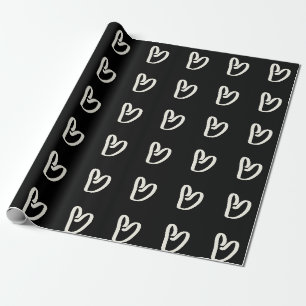 White heart on black wrapping paper