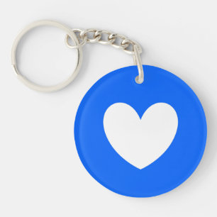 White heart on blue key ring