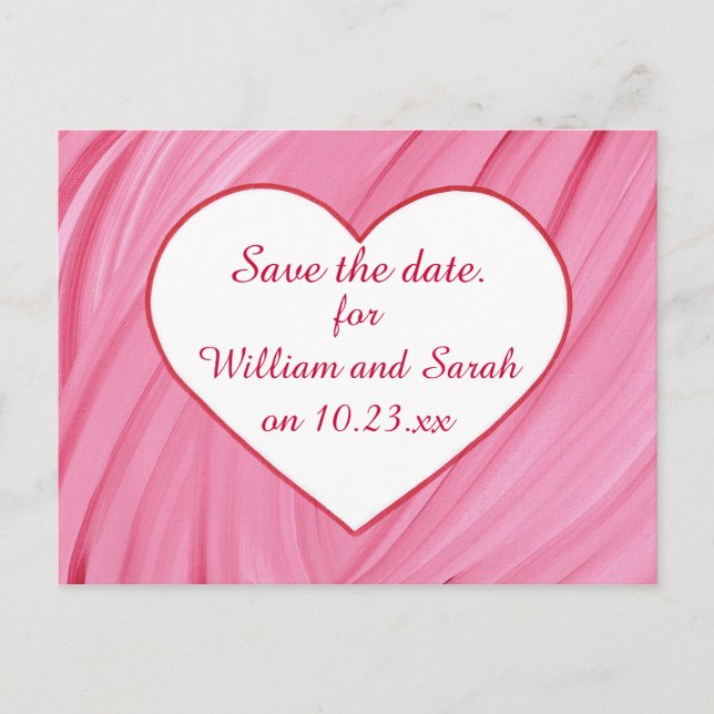 White heart on pink red blends Save date Postcards (Front)