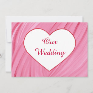 White heart on pink red blends wedding invitations