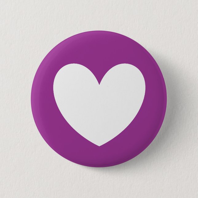 White heart on Purple Cactus Flower purple 6 Cm Round Badge (Front)