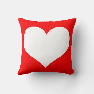 White heart on red background minimal cushion