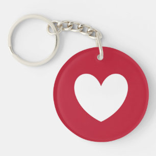 White heart on red key ring