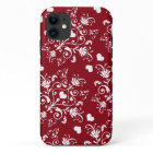 white heart on red romantic love damask