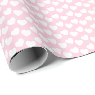 White Heart Pattern on Light Pink Wrapping Paper