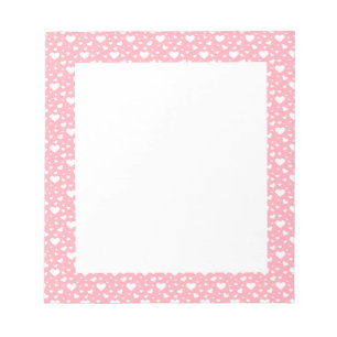 White Heart Pattern On Pink - Valentine's Day Notepad
