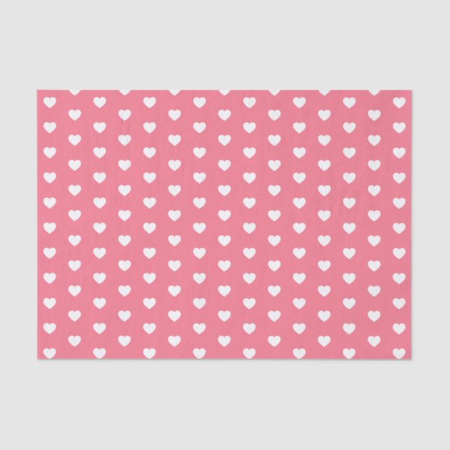 White Heart Pattern with Editable Background Colou Tissue Paper (Front)