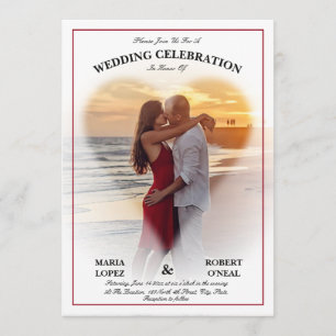 White Heart Shaped Vignette Wedding Invitations