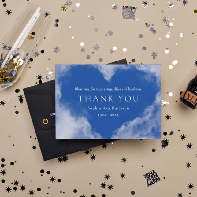 White Heart Sky Custom Photo Funeral Thank You Card (Creator Uploaded)