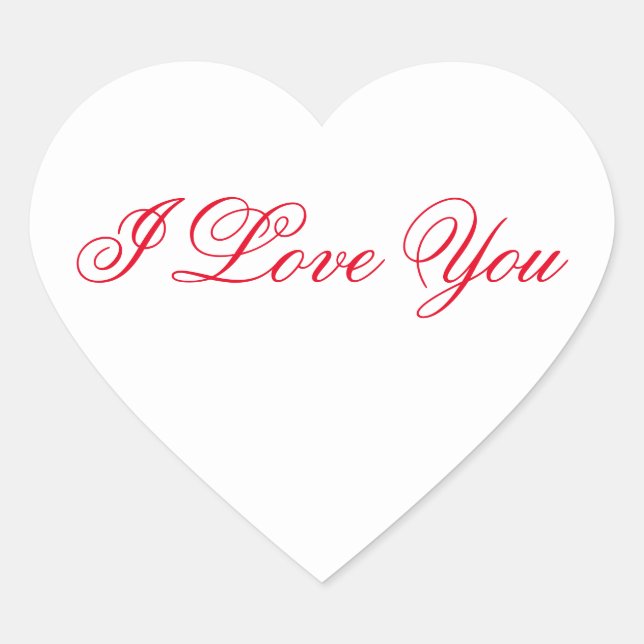 White Heart Sticker - I Love You (Front)