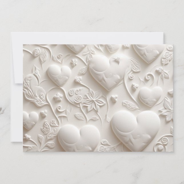 White Hearts Blank (Embossed Look)  Invitation (Front)