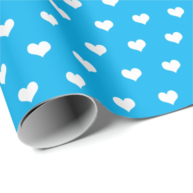 white hearts on aqua wrapping paper (Roll Corner)