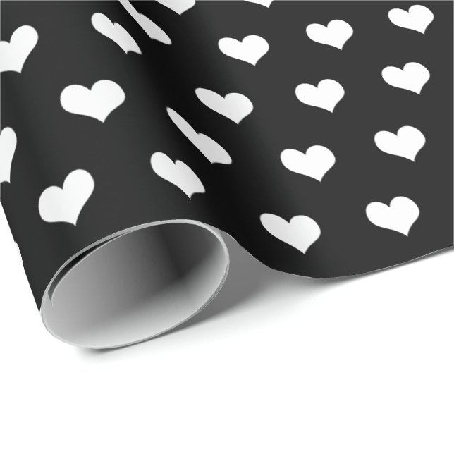 white hearts on black wrapping paper (Roll Corner)