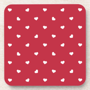 White Hearts On Red Coaster