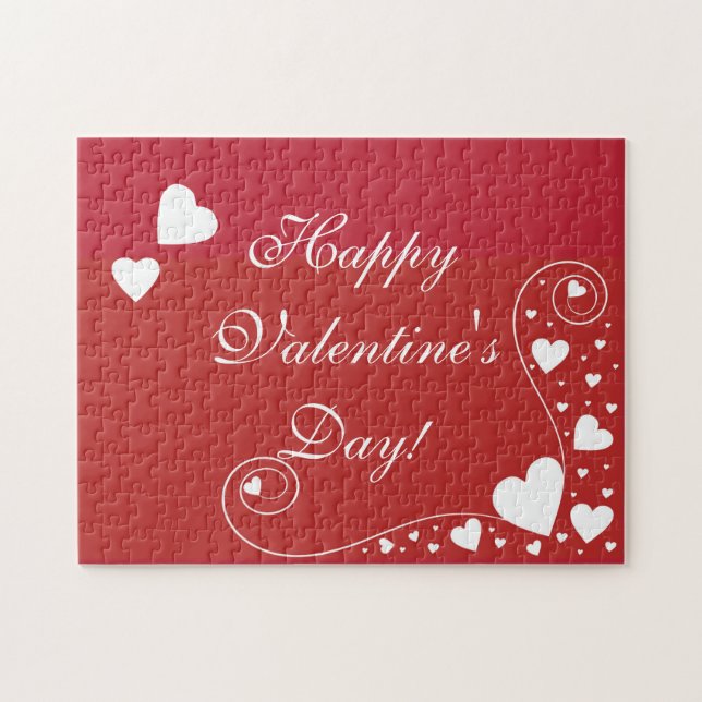 White Hearts on Red Jigsaw Puzzle (Horizontal)