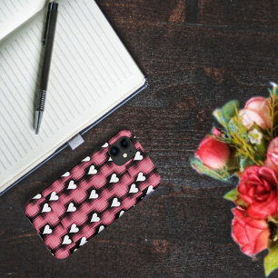 White Hearts On Red Panel iPhone 11 Case