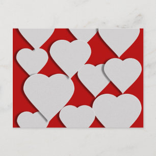 White Hearts on Red Valentine Holiday Postcard