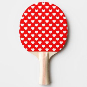 White Hearts Pattern On Red, Red Hearts On White Ping Pong Paddle