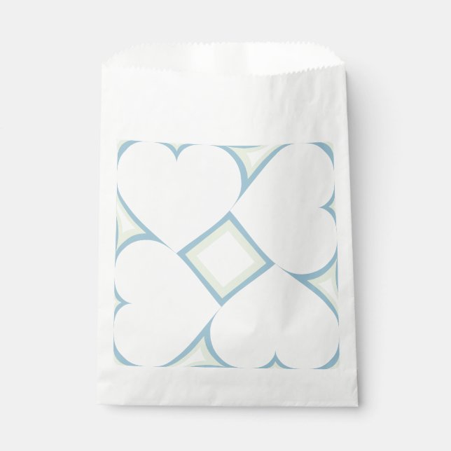 White Hearts Pattern with Blue Favour Bag (Front)