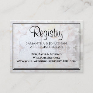 White Hearts & Peony Flowers Wedding Registry Enclosure Card