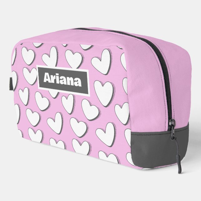 White Hearts Toiletry Bag (Right Corner)