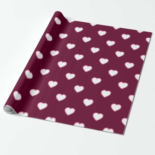 White Hearts Wrapping Paper (Unrolled)
