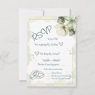 White Hellebore Watercolour Florals RSVP Card