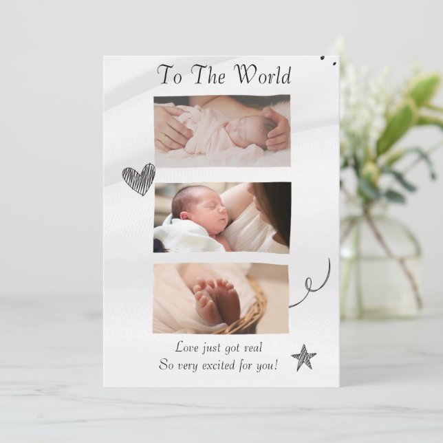  White hello world announce your story Invitation (Standing Front)