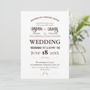 White Heritage Font Typography Wedding Invitation