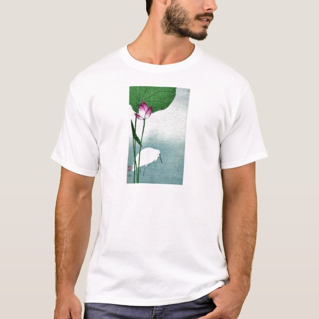 White heron and lotus by Baison, Ukiyoe T-Shirt (Front)
