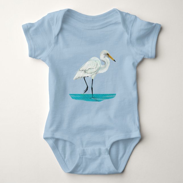 White Heron Baby Bodysuit (Front)