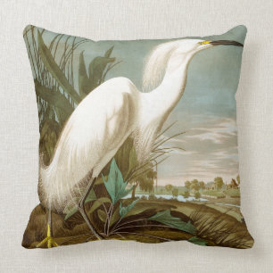 White Heron by John James Audubon Cushion