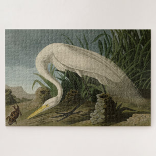 White Heron, Great Egret, Audubon Birds of America Jigsaw Puzzle