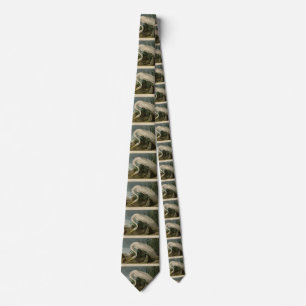 White Heron, Great Egret, Audubon Birds of America Tie