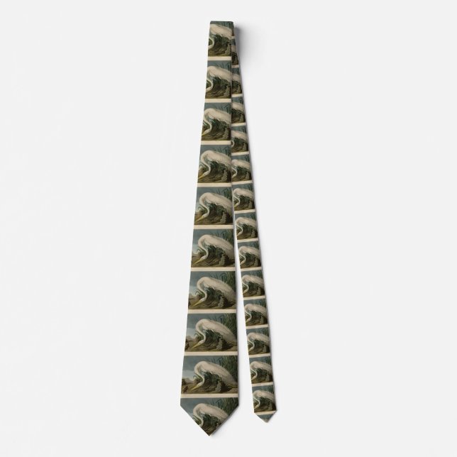 White Heron, Great Egret, Audubon Birds of America Tie (Front)