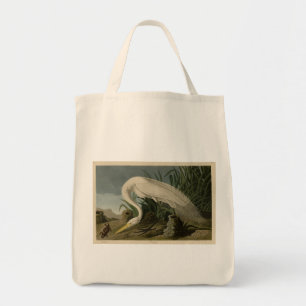 White Heron, Great Egret, Audubon Birds of America Tote Bag