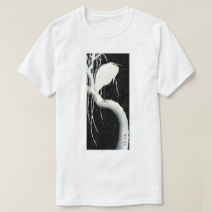 White Heron on Snow Covered Willow, Ohara Koson T-Shirt