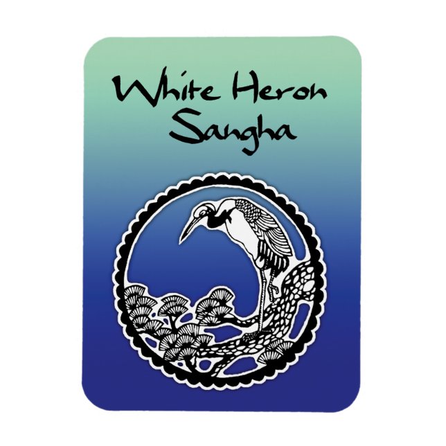 White Heron Sangha Refrigerator Magnet 3x4" (Vertical)