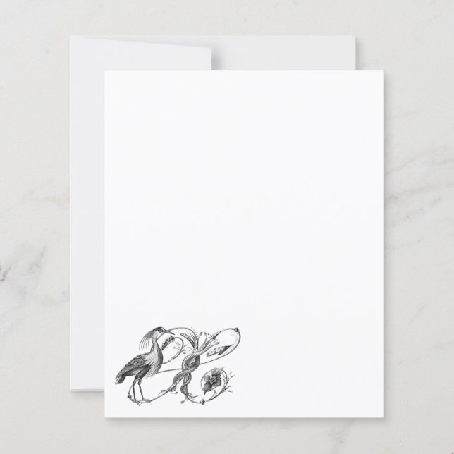 White Heron Vintage Design Italian Paper (Front)