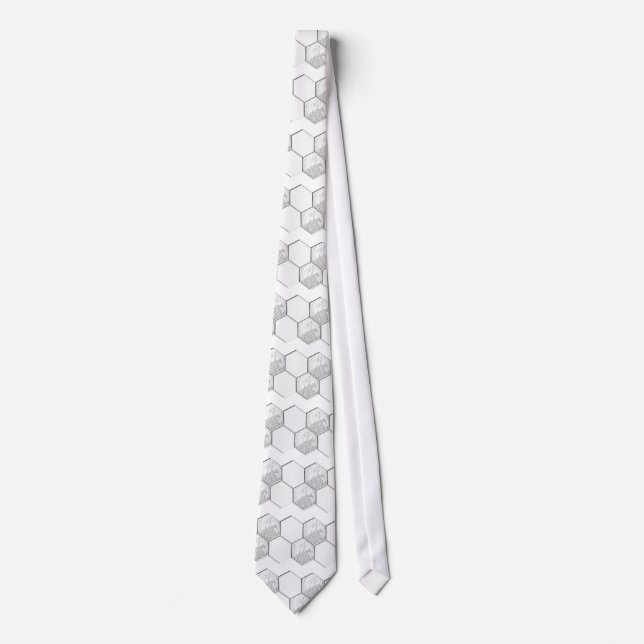 White Hexagon Pattern Tie (Front)