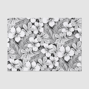 White hibiscus and palm leaves tissue paper