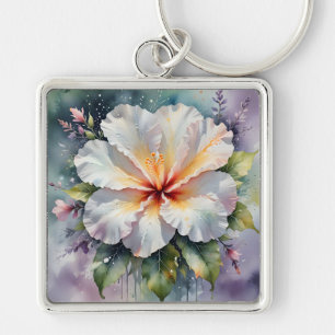 white hibiscus dream keychain